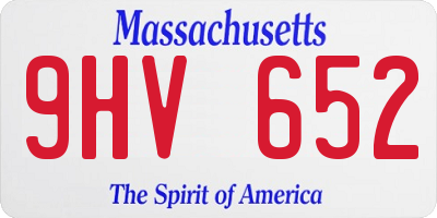 MA license plate 9HV652