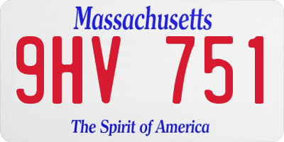 MA license plate 9HV751