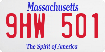 MA license plate 9HW501