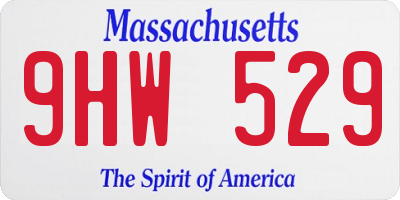 MA license plate 9HW529