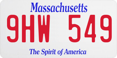 MA license plate 9HW549