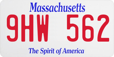 MA license plate 9HW562