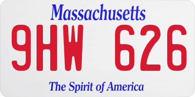 MA license plate 9HW626