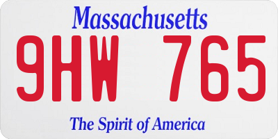 MA license plate 9HW765