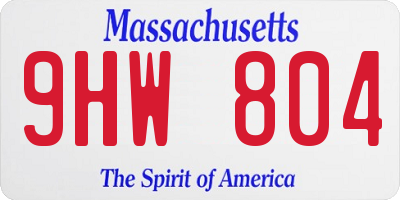 MA license plate 9HW804