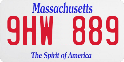MA license plate 9HW889