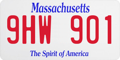 MA license plate 9HW901