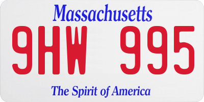 MA license plate 9HW995
