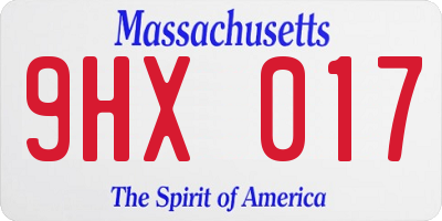 MA license plate 9HX017