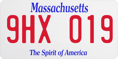 MA license plate 9HX019