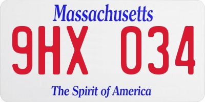 MA license plate 9HX034