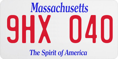 MA license plate 9HX040