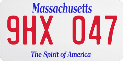 MA license plate 9HX047
