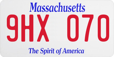 MA license plate 9HX070