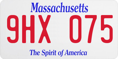 MA license plate 9HX075