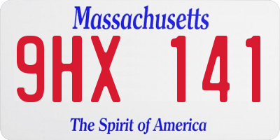 MA license plate 9HX141