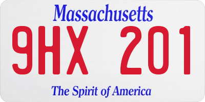 MA license plate 9HX201
