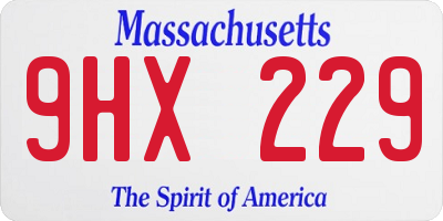 MA license plate 9HX229