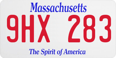 MA license plate 9HX283