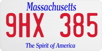 MA license plate 9HX385