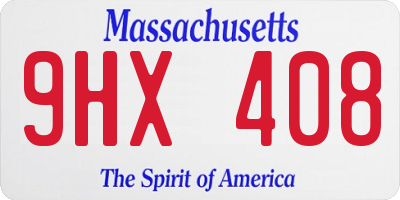 MA license plate 9HX408