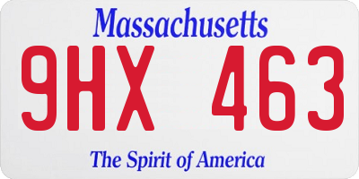 MA license plate 9HX463
