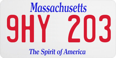 MA license plate 9HY203