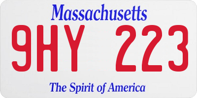 MA license plate 9HY223