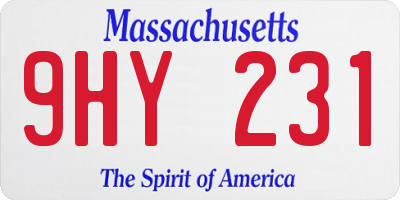MA license plate 9HY231