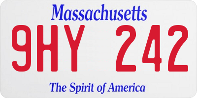 MA license plate 9HY242