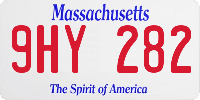 MA license plate 9HY282