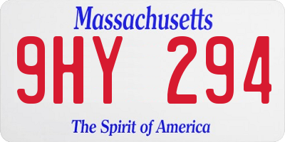 MA license plate 9HY294