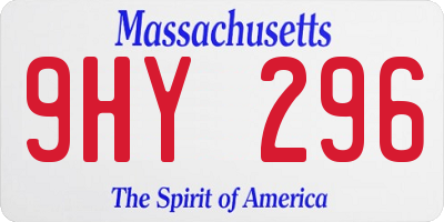 MA license plate 9HY296