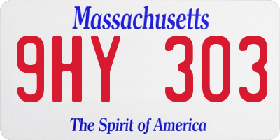 MA license plate 9HY303