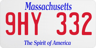 MA license plate 9HY332
