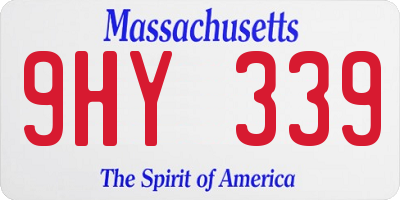 MA license plate 9HY339