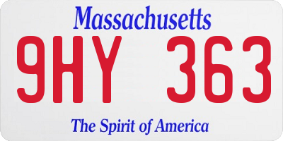 MA license plate 9HY363