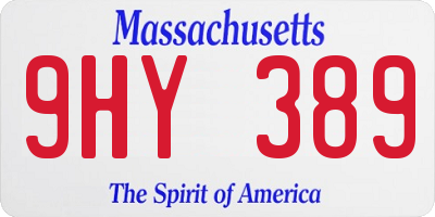 MA license plate 9HY389