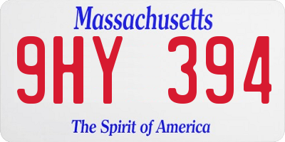 MA license plate 9HY394