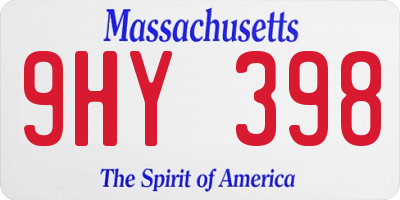 MA license plate 9HY398