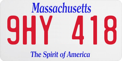 MA license plate 9HY418