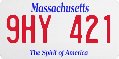 MA license plate 9HY421