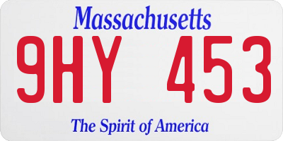 MA license plate 9HY453