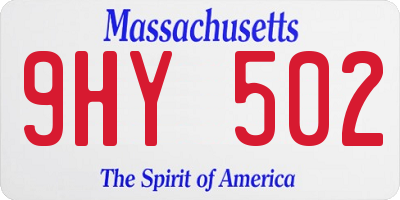 MA license plate 9HY502