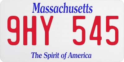 MA license plate 9HY545