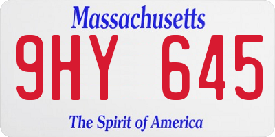 MA license plate 9HY645