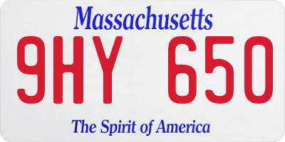 MA license plate 9HY650