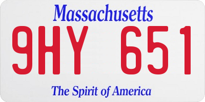 MA license plate 9HY651