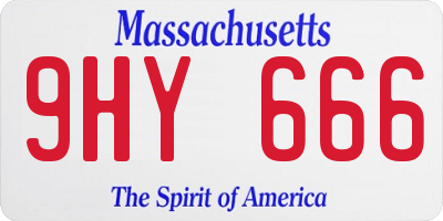 MA license plate 9HY666