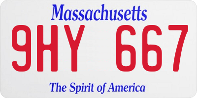 MA license plate 9HY667